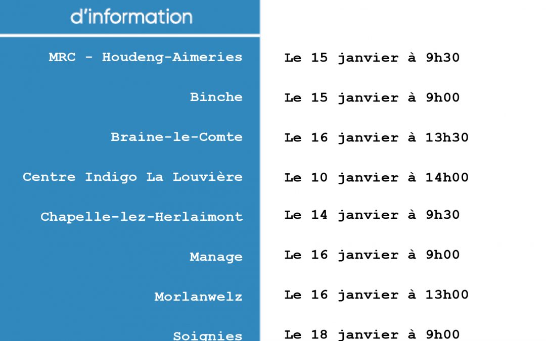 Séances d’information – Jobcoaching – Janvier 2019
