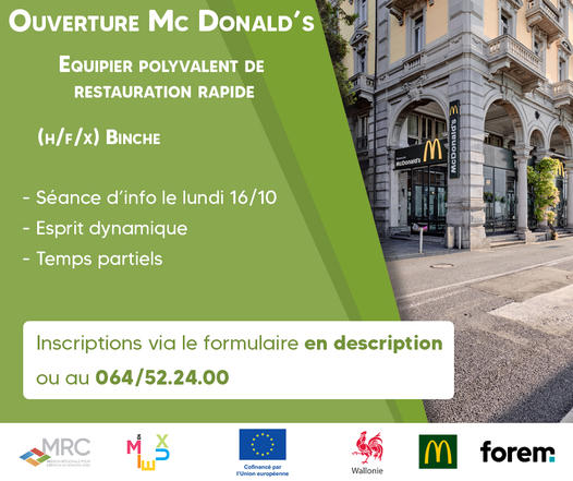 Ouverture d’un nouveau Mc Donald’s à Binche !